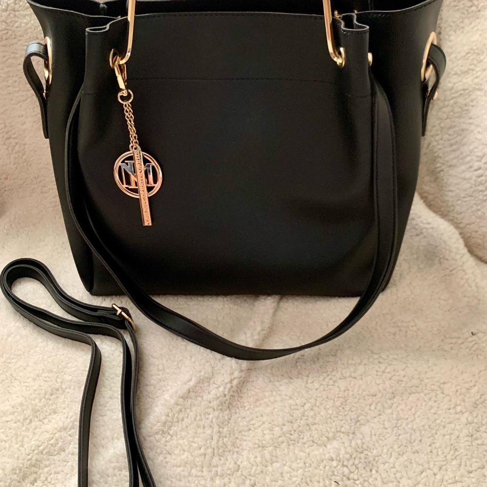 Badgley Mischka Elegant Black Double Bag with Gold Details
